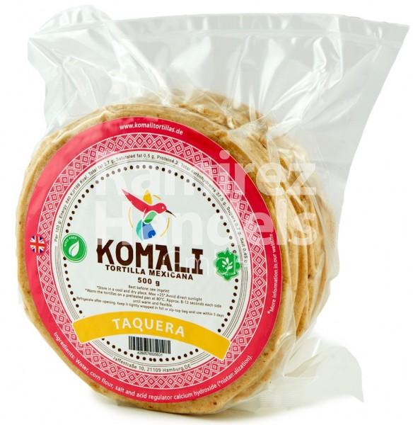 Yellow corn tortillas natural gluten-free KOMALI 12 cm 500 g (approx. 26 pcs.)