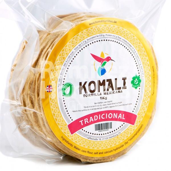 Yellow corn tortillas naturally gluten-free KOMALI 15 cm 1 kg