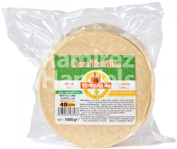 Weiße Maistortillas Guanajuato 15 cm (40 St.) 1 kg (MHD 28 NOV 2024)