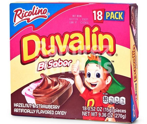 Duvalin RICOLINO Double Flavour (Hazelnut-Strawberry) Display 18 pcs. 15 g ea.[EXP 30 MAY 2024]