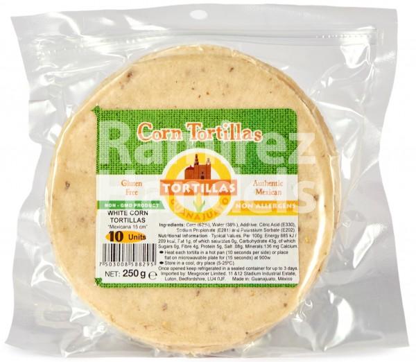 Tortillas de Maiz blancas Guanajuato 15 cm 250 g (10 piezas)
