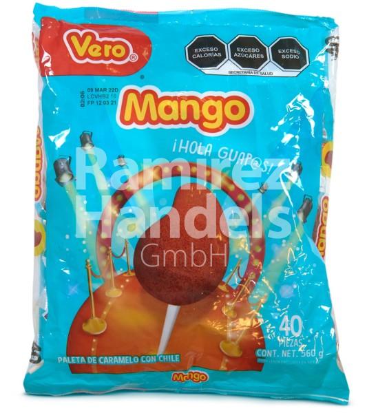 Mango lollipops with chili DULCES VERO 40 pcs. (640 g) (EXP 06 DEC 2023)