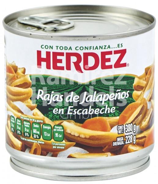 Chili jalapeño in strips (Rajas) HERDEZ 380 g (EXP 01 OCT 2023)