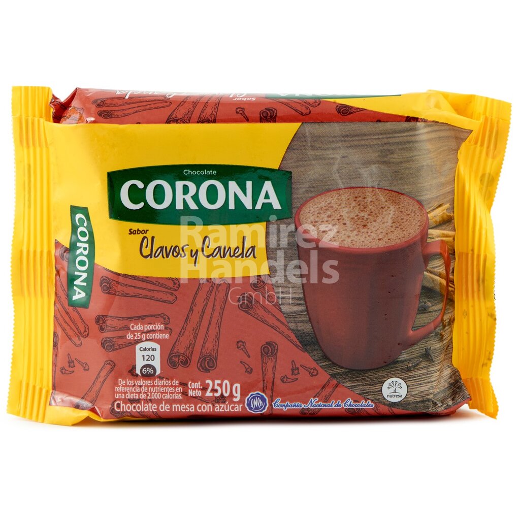 [CO0046] Chocolate CORONA CLAVO CANELA 250 g
