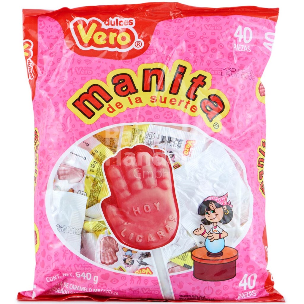 Paletas Manita de la Fortuna 640g (40 piezas)