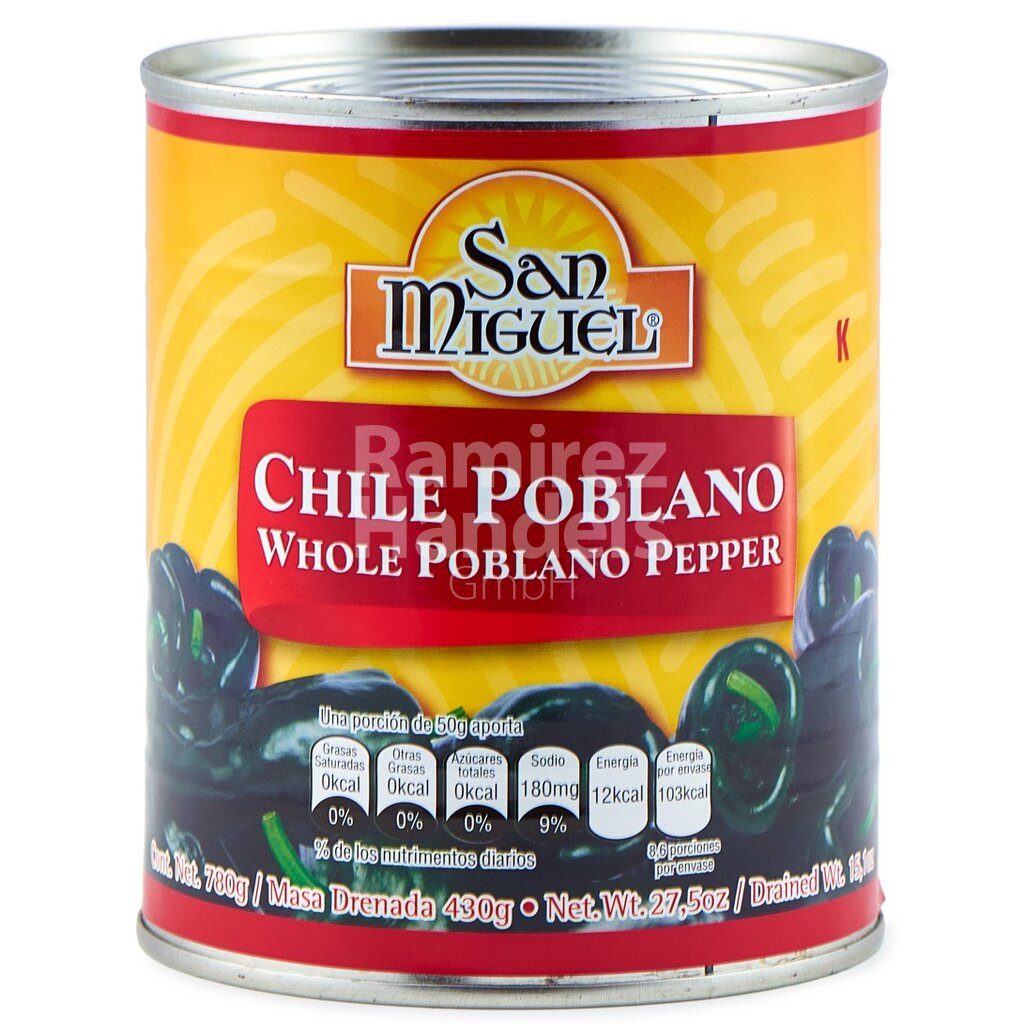 [MX0092] Chili Poblano ganze Schote 780 g von San Miguel