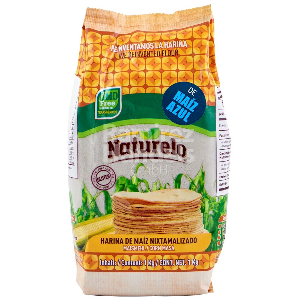 Harina de Maiz Azul Nixtamalizado Naturelo 1 kg