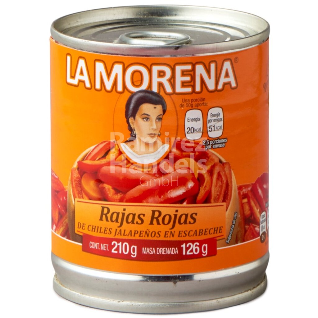 [MX0384] Rote Jalapenos in Streifen La Morena (Rajas rojas) 210 g