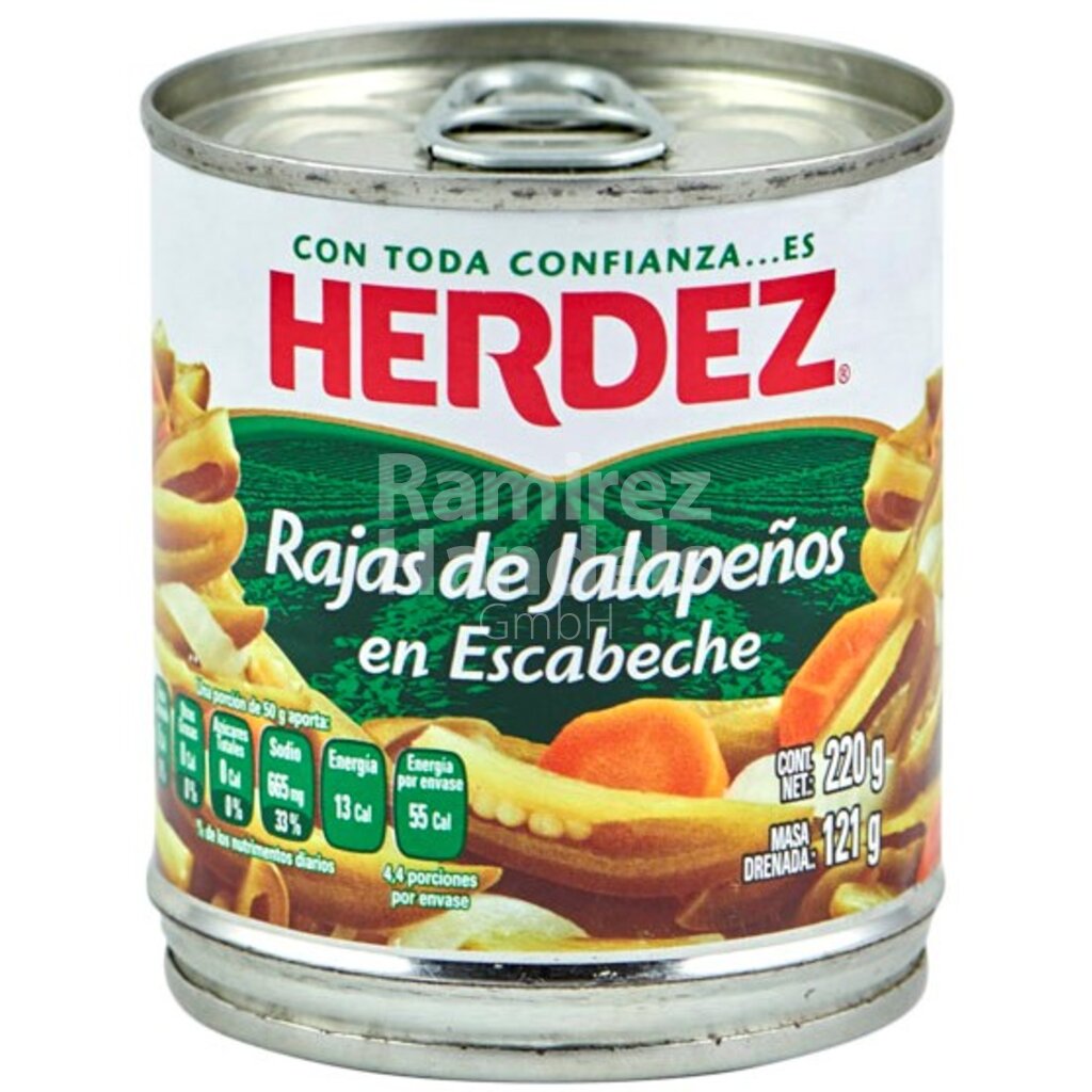 [MX0472] Chili jalapeño strips (Rajas) HERDEZ 205 g
