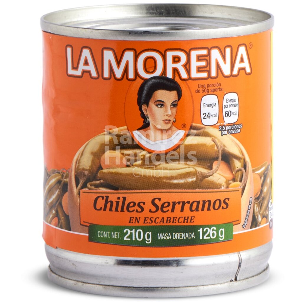 [MX1252] Chili Serrano whole pod LA MORENA 210 g