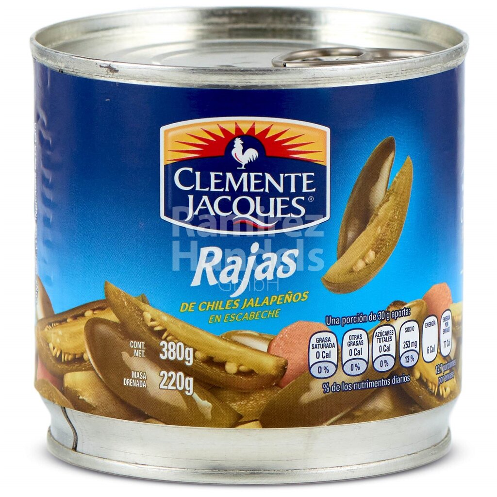 Chili Jalapeno in Streifen CLEMENTE JACQUES 380 gr Dose