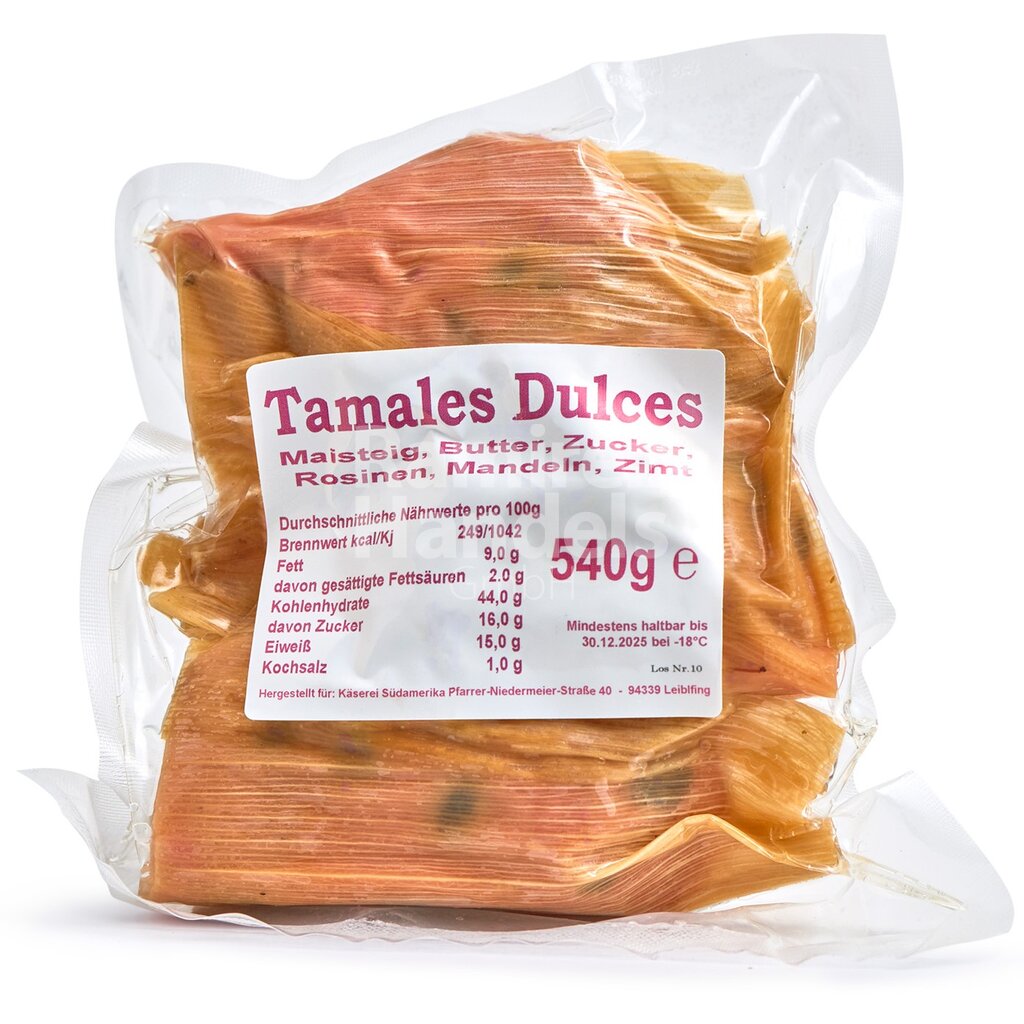 [MX2162] Tamales Dulces con pasas Kaeserei Suedamerika (3 pzas.) aprox 540 g