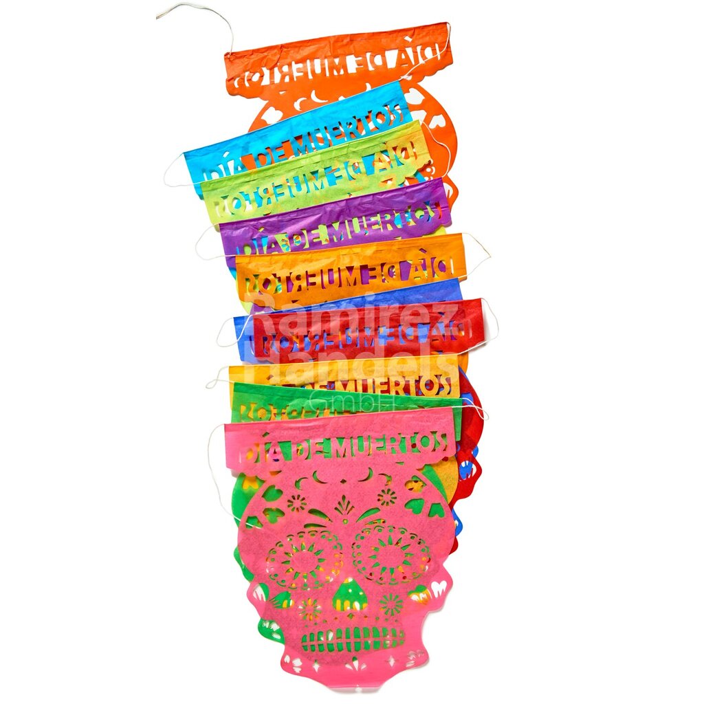 [MX2189] Papel Picado Skull shape Hand made Artemex 5m (36 x 22 cm)