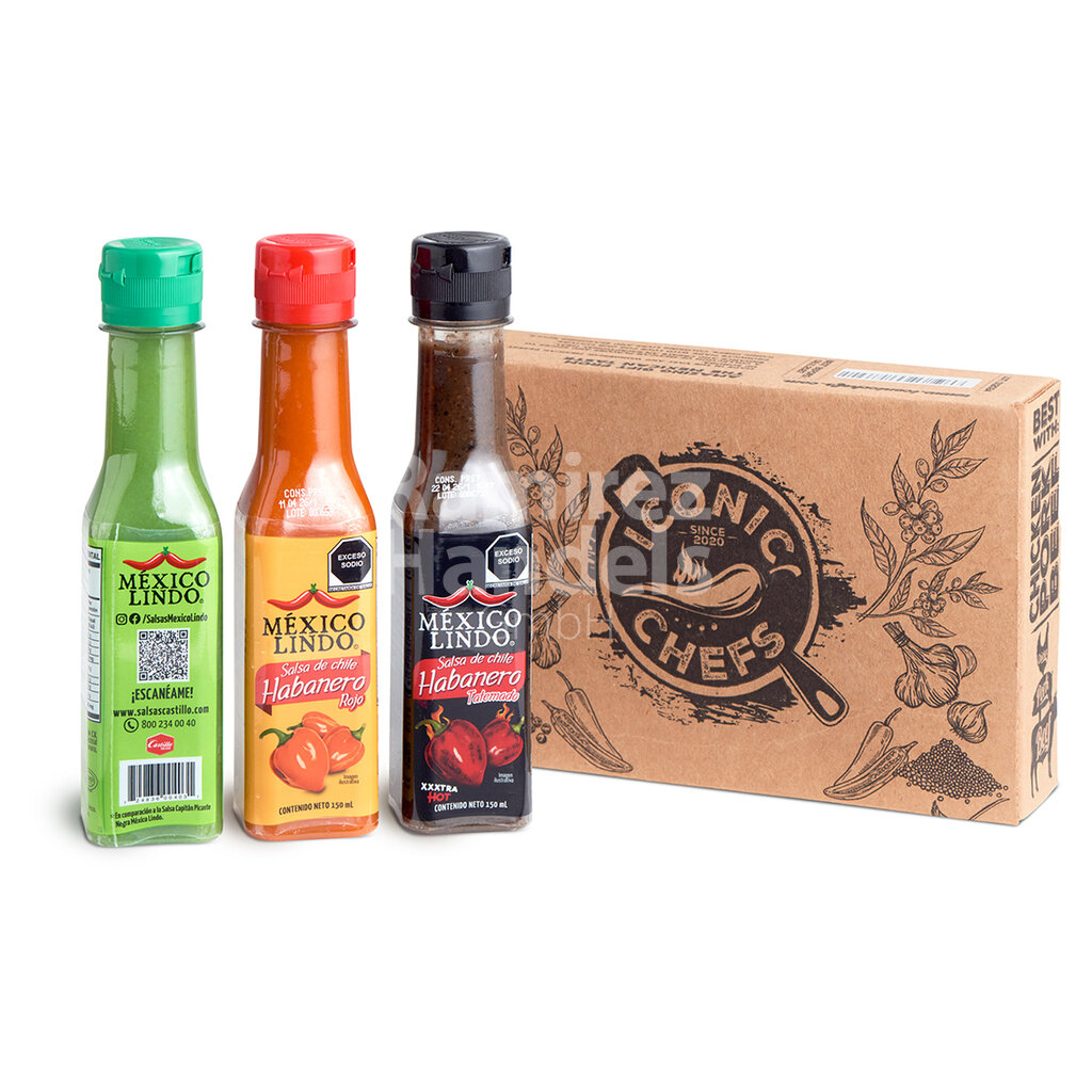 Habanero Chili Sauce Geschenkset MEXICO LINDO- ICONIC CHEFS 3 St je 150 ml
