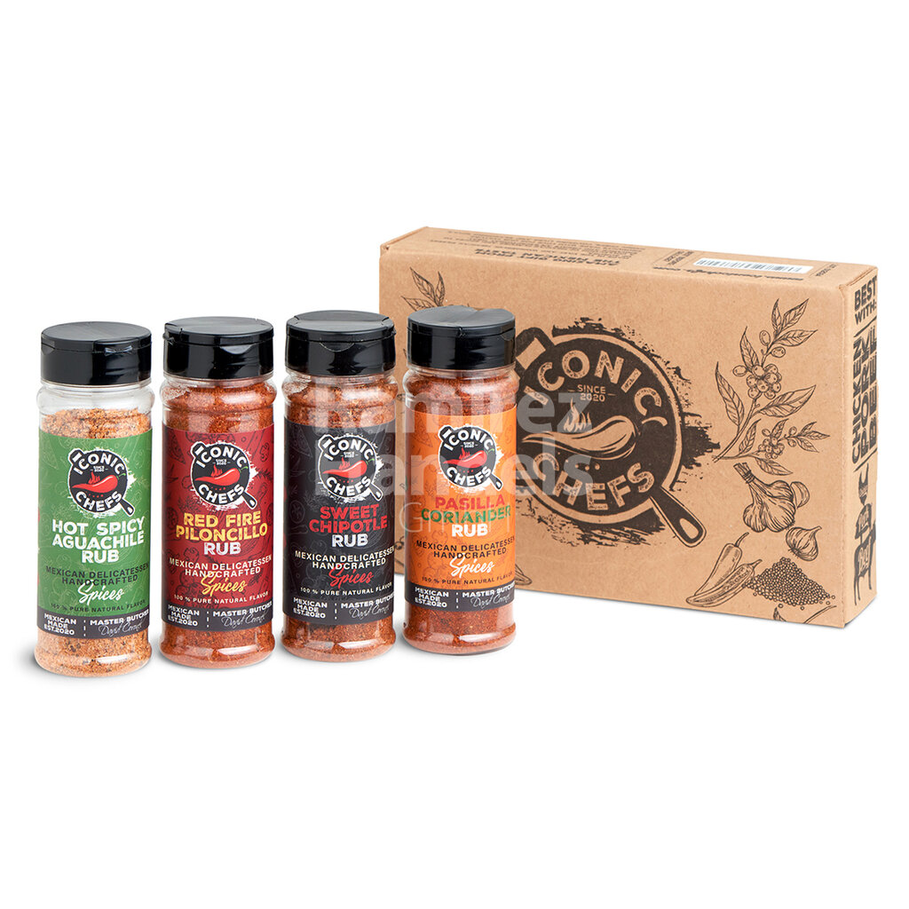 [MX2273] Scharfes Chili Grillgewürze Geschenkset ICONIC CHEFS 4 pcs. 65 g each