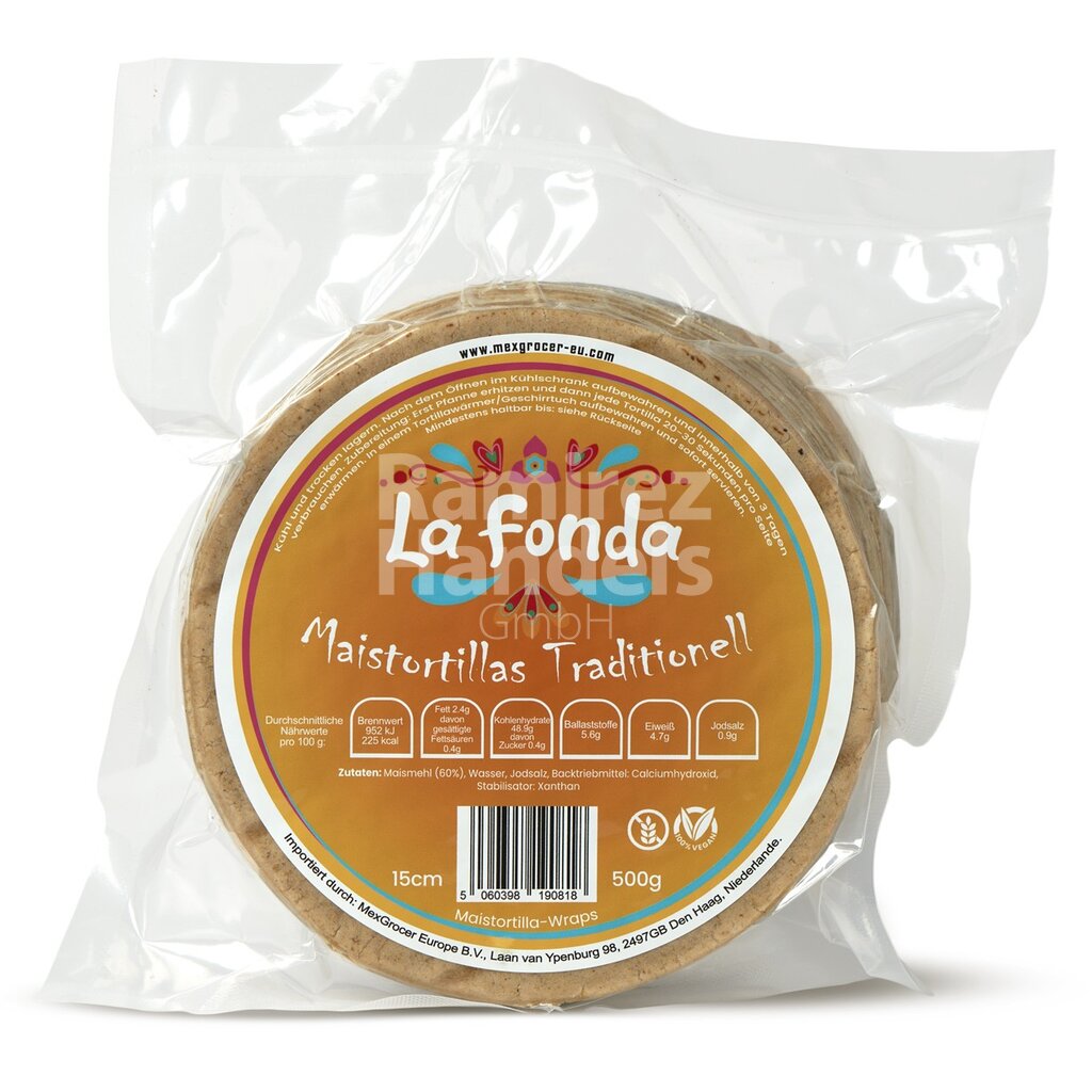 [MX2320] Tortillas de Maiz Nixtamalizadas TRADICIONAL LA FONDA 15 cm 500 g (Aprox 20 piezas)
