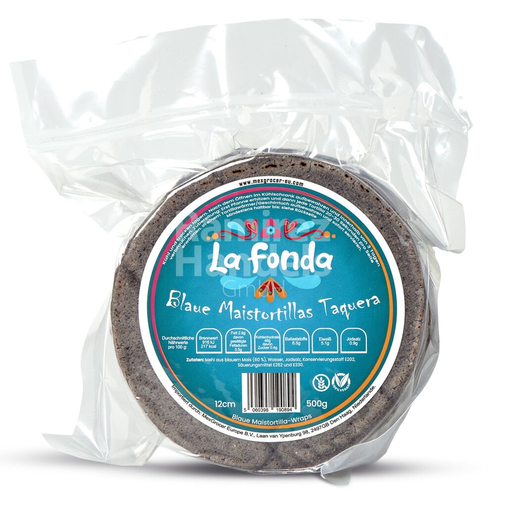 Tortillas de Maiz AZUL LA FONDA 12 cm 500 g (Aprox 20 piezas)