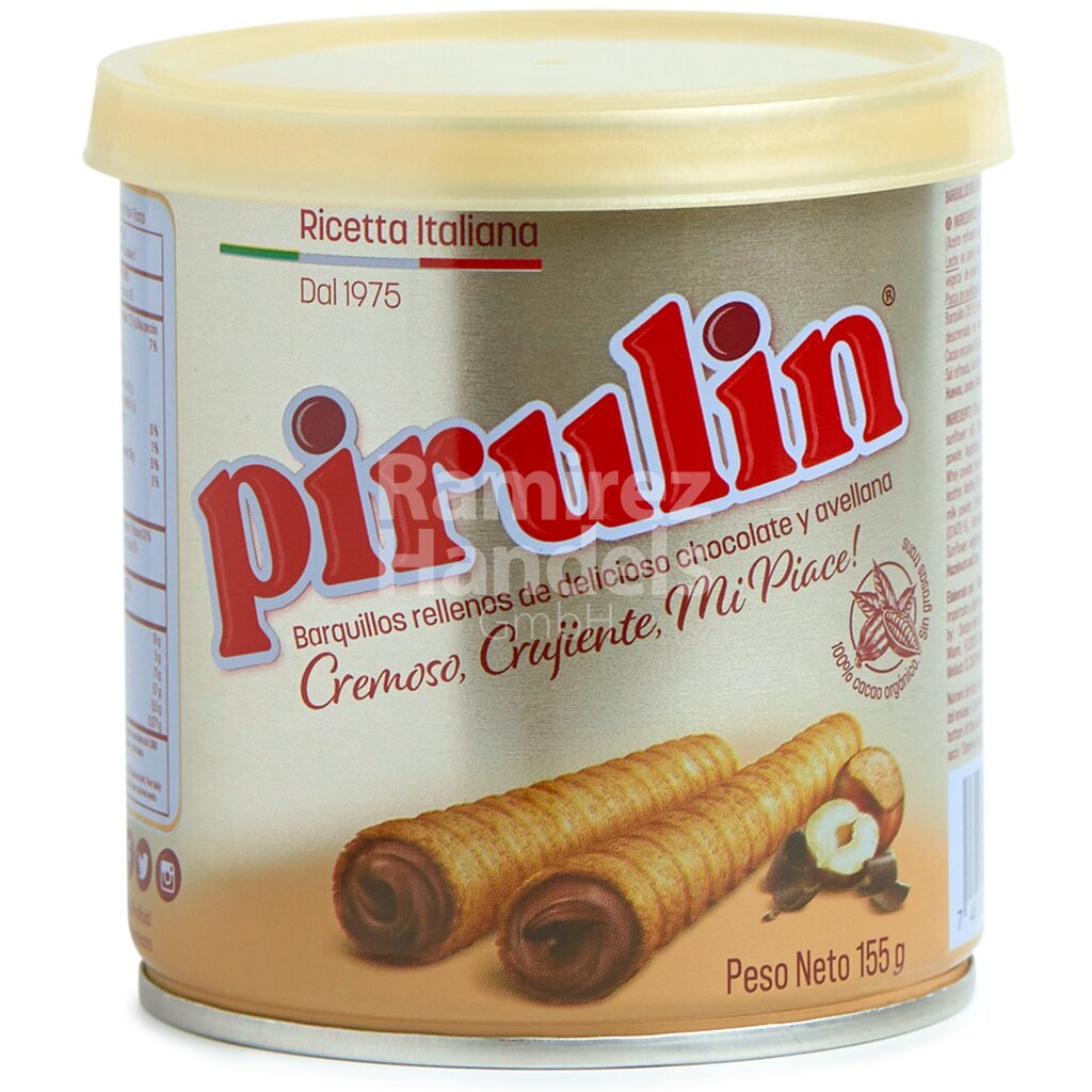 [VE0041] Barquillos rellenos de chocolate y avellana PIRULIN 155 g