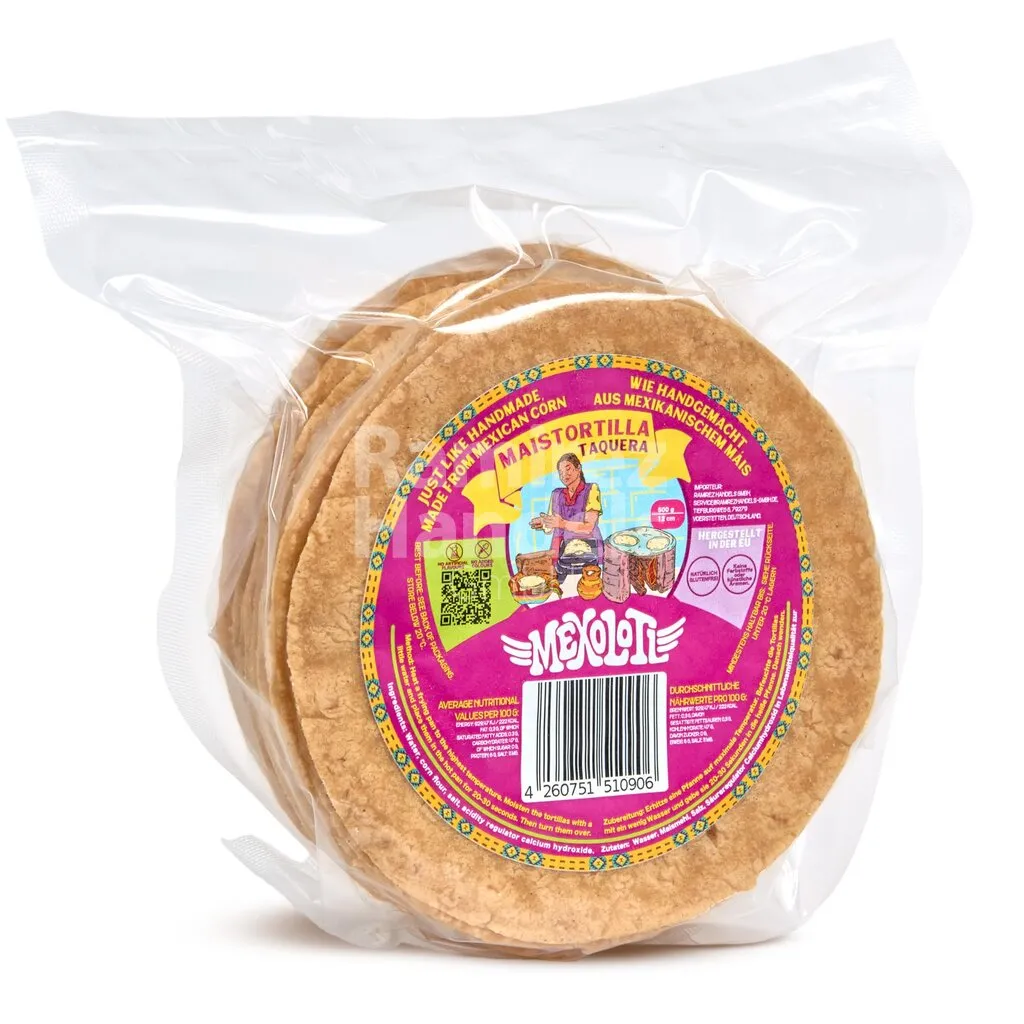 [MX2508] Gelbe Maistortillas MEXOLOTL Taquera 12 cm 500 g (ca. 30 St)